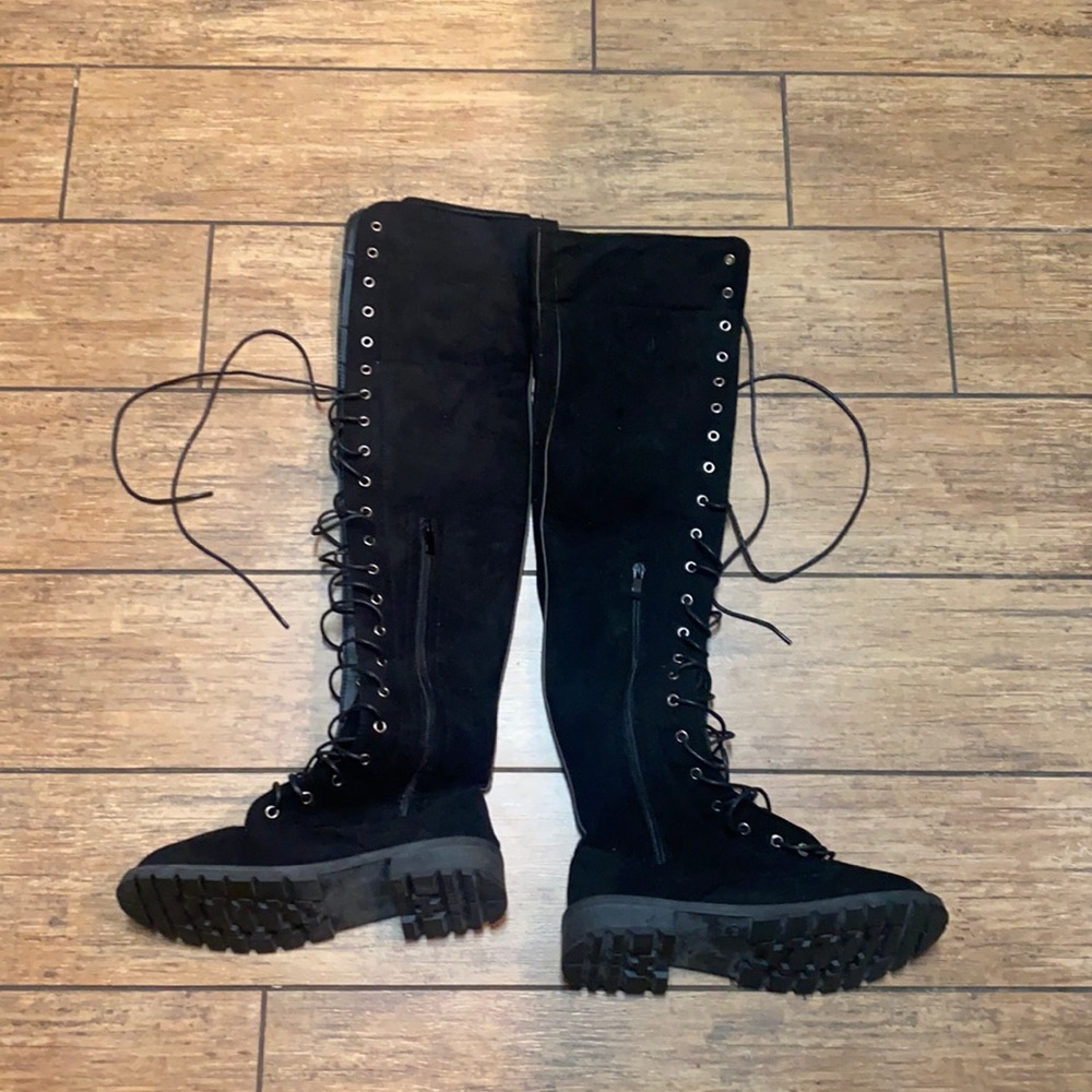 Knee high combat boots